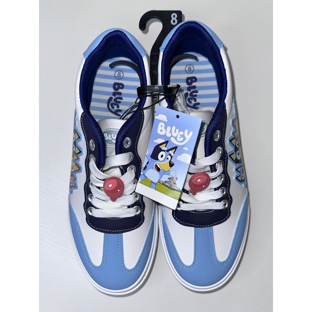 Bluey Sneakers White With Teal and Navy Trim Size 8 NWT